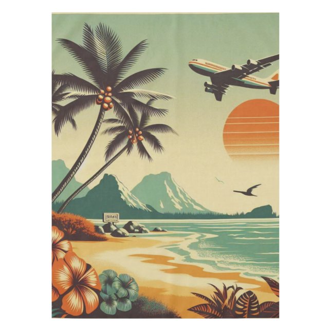 Toalha De Mesa Vintage Hawaii/Tropical (Frente)