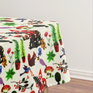 Toalha De Mesa Vintage Joy Chirstmas Papais noeis de inverno Flor