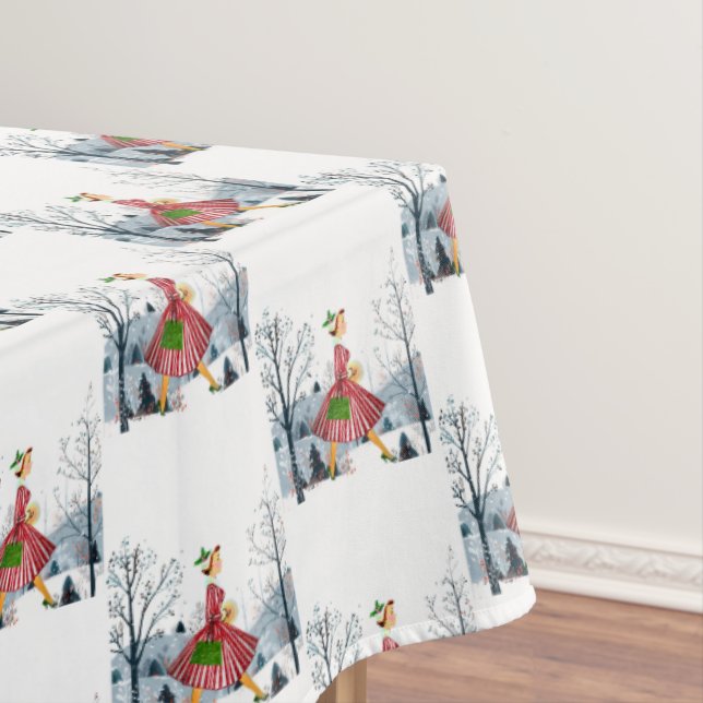 Toalha De Mesa Vintage Lady 1950 Natal (Posição Original)