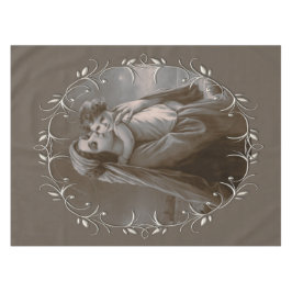 Toalha De Mesa Vintage Madonna e Child com Silver Frame