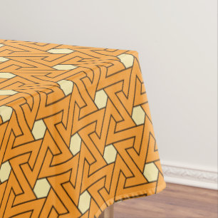 Toalha De Mesa Vintage Orange Beige Triple Spiral Padrão Árabe