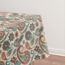 Vintage Paisley em Red Teal Cream