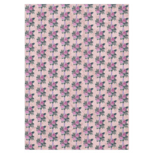 Toalha De Mesa Vintage Pink Roses Lavanda Fitas com fitas