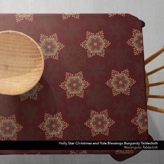 Toalha De Mesa Vintage Red Christmas Holly Celtic Star Patterno