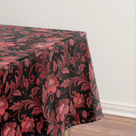 Toalha De Mesa Vintage Red Floral deixa Damasco em Preto