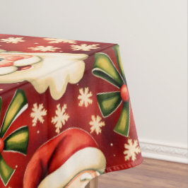 Toalha De Mesa Vintage Retro Natal Papai Noel e Arcos