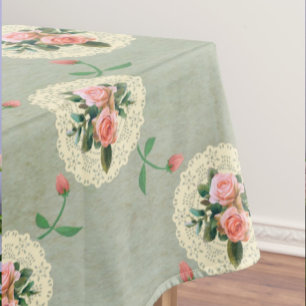 Toalha De Mesa Vintage Rosas limpa Enfumaçado verde desvanecido