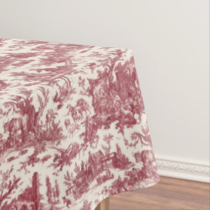 Toalha De Mesa Vintage Rustic Fazenda Francesa Toile-Red & Tan