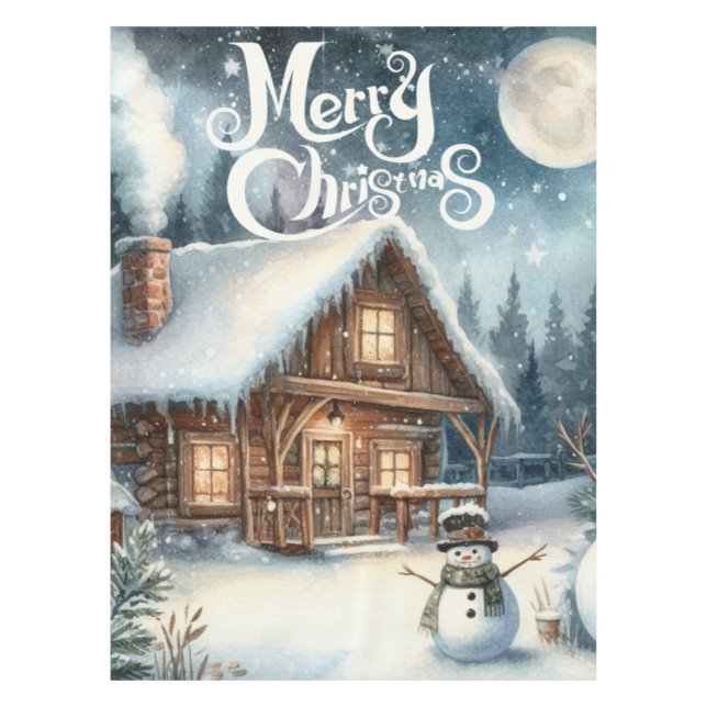 Toalha De Mesa Vintage/Rustic/Snowman/Natal (Frente)