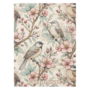 Toalha De Mesa Vintage Sakura Cherry Blossom & Bird Aestética 2
