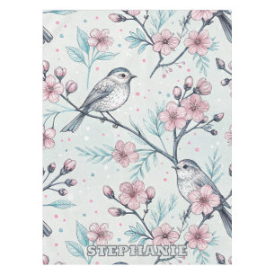 Toalha De Mesa Vintage Sakura Cherry Blossom & Bird Aestética 4