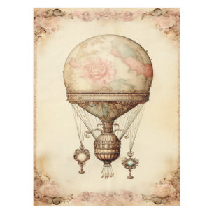 Toalha De Mesa Vintage Steampunk Floral Hot Air Balloon