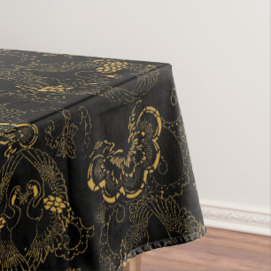 Toalha De Mesa Vintage Victorian Era Crane Pair Padrão Japonês