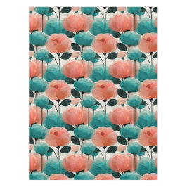Toalha De Mesa Vintage Watercolor Pink and Green Floral