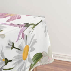 Toalha De Mesa Violet rosa tropical margarida e lírio flores silv