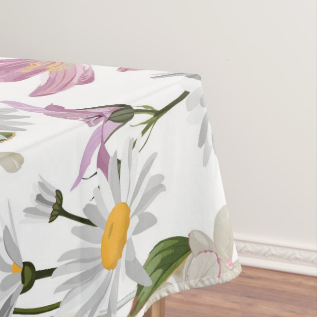 Toalha De Mesa Violet rosa tropical margarida e lírio flores silv (Posição Original)