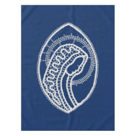 Toalha De Mesa Virgem Abençoada Maria, renda branca, azul marinho