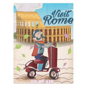 Toalha De Mesa Visite o poster de viagens de desenhos animados de