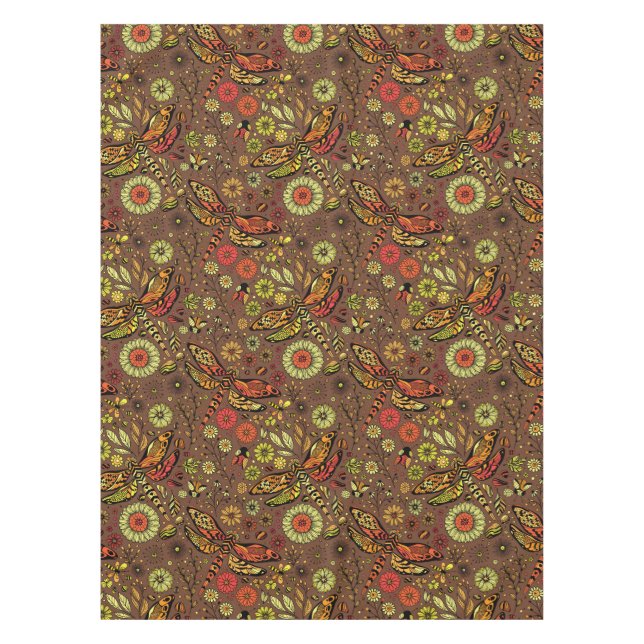 Toalha De Mesa Voa, voa libélula sobre canela marrom (Frente)