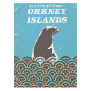 Toalha De Mesa Voar lá hoje poster vintage das Ilhas Orkney