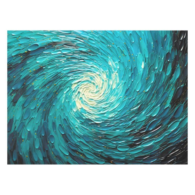 Toalha De Mesa Vórtice Abstrato do Oceano Turquesa (Frente (Horizontal))