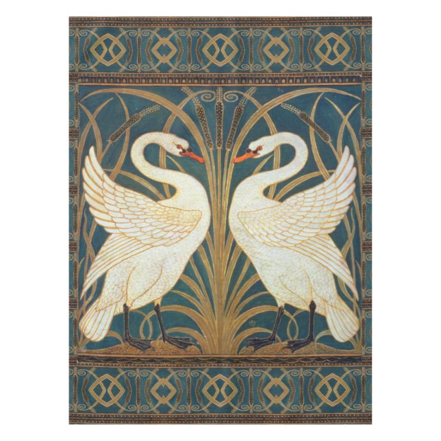 Toalha De Mesa Walter Crane Swan, Rush E Iris Art Nouveau (Frente)