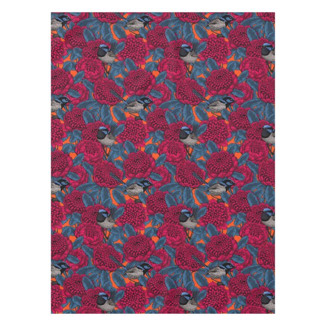 Toalha De Mesa Waratah Vermelho e forras-de-fada (Frente)