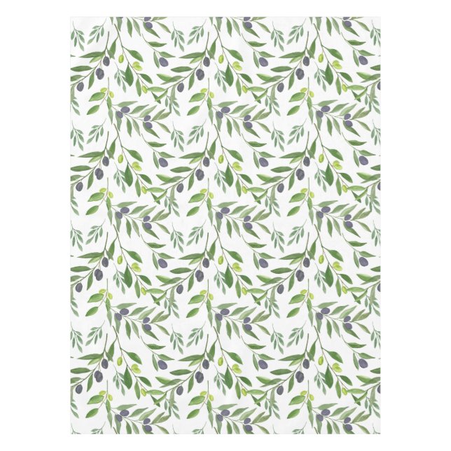 Toalha De Mesa Watercolor Olive Pattern (Frente)