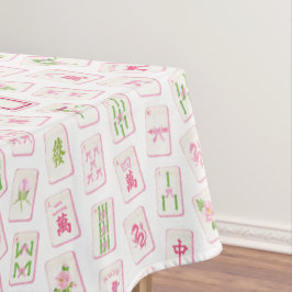Toalha De Mesa Watercolor Pink & Green Bow Mahjong
