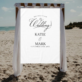 Toalha De Mesa Welcome To Our Wedding Calligraphy Fabric Sign 