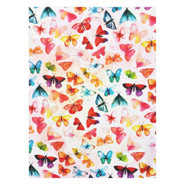 Toalha De Mesa Whimi Rainbow Forest Butterfly Aquarela (Frente)