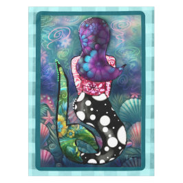 Toalha De Mesa Whimsical Abstract Mermaid Nautical Teal Seashells