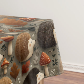Toalha De Mesa Whimsical Autumn Hedgehog & Mushroom Pattern