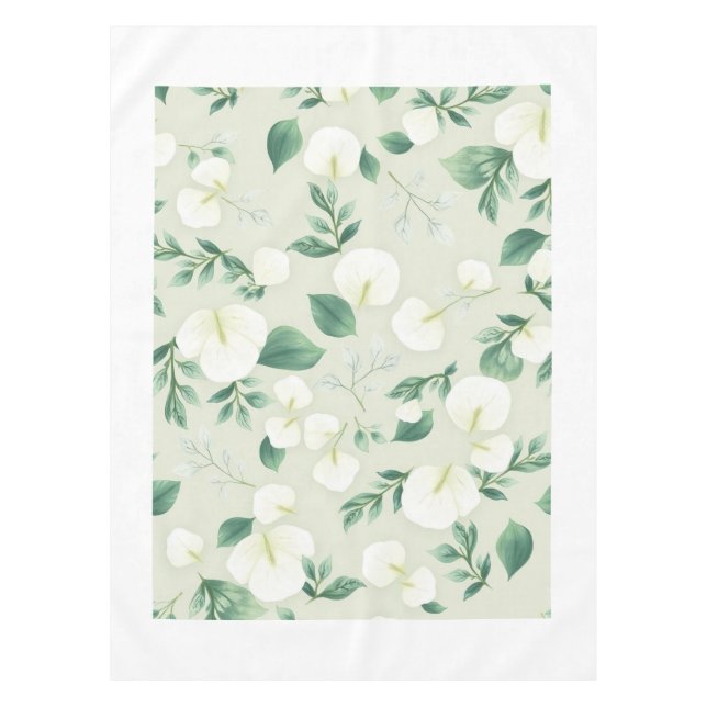 Toalha De Mesa White Modern Eucalyptus Leaf Spring Tablecloth (Frente)