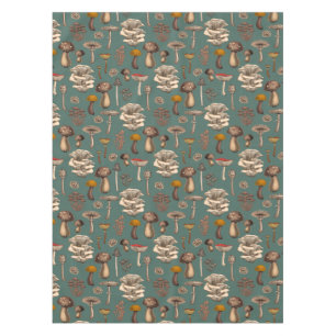 Toalha De Mesa Wild Mushrooms on pine green