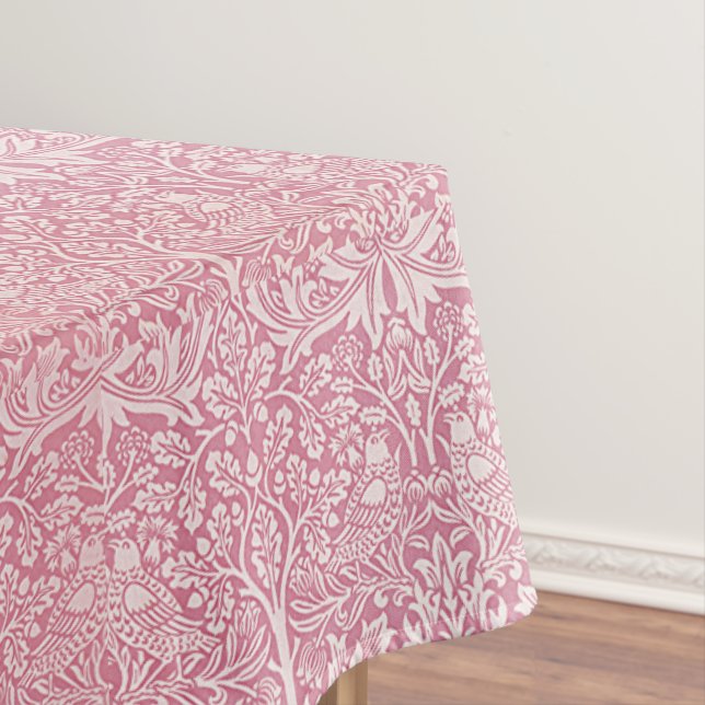 Toalha De Mesa William Morris Forest Rabbit Foliage Pink (Posição Original)