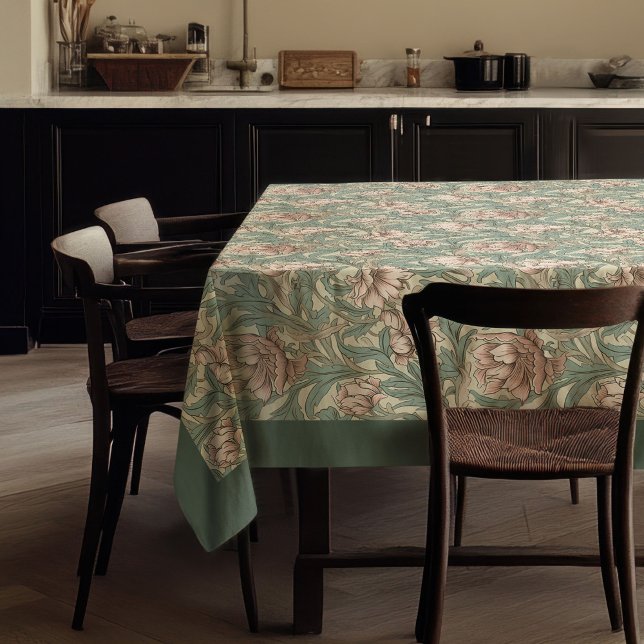 Toalha De Mesa William Morris Pimpernel pastel verde rosa pálido (William Morris Pimpernel pastel green pale pink Tablecloth)