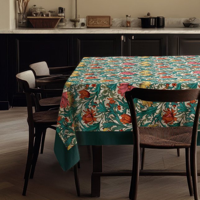 Toalha De Mesa William Morris Pimpernel terracotta pastel azul (William Morris Pimpernel terracotta pastel blue Tablecloth)