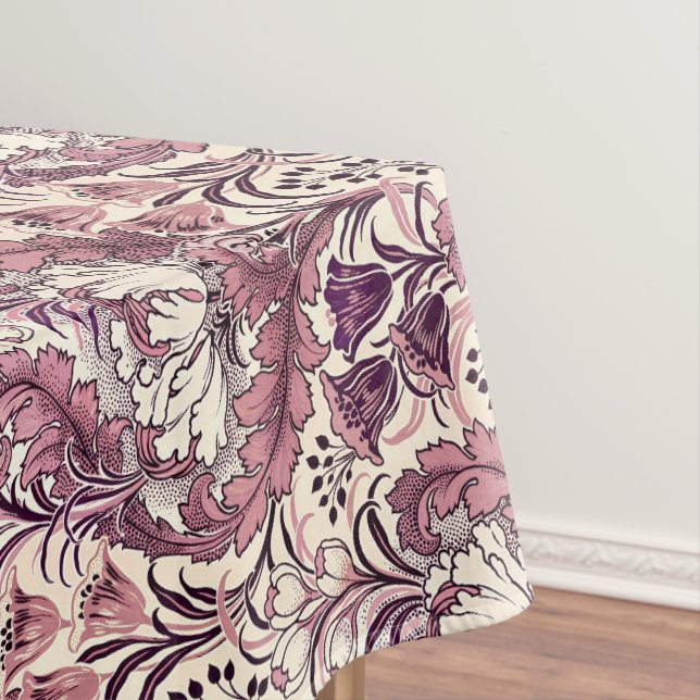 Toalha De Mesa William Morris Rosa Dourado Cream Floral Patterno (Posição Original)