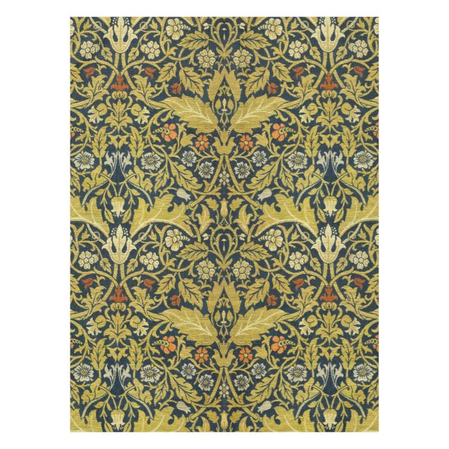 Toalha De Mesa William Morris Violeta Columbina Azul Floral (Frente)