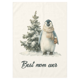 Toalha De Mesa Winter Penguin “Best Mom Ever” Design