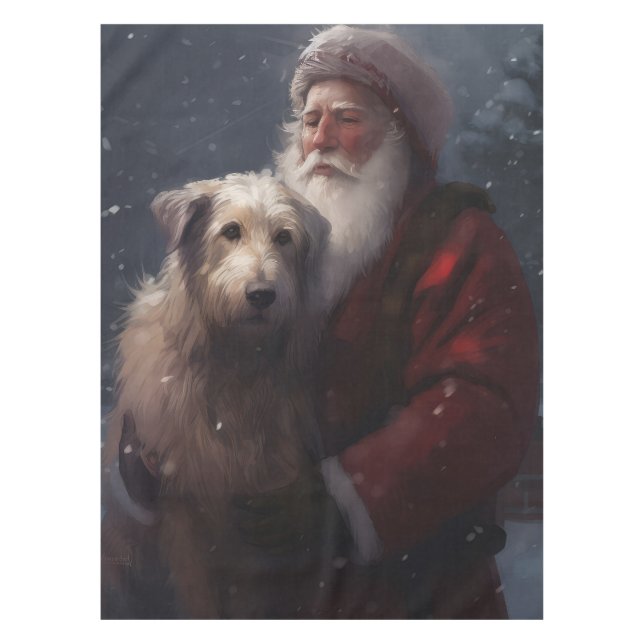Toalha De Mesa Wolfhound com Papai Noel Natal Festivo (Frente)