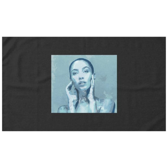 Toalha De Mesa "Woman in Blue" Premium Canvas  (Frente (Horizontal))