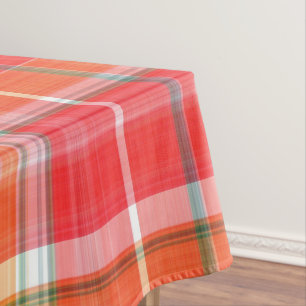 Toalha De Mesa Xadrez Alegre Vermelho e Amarelo