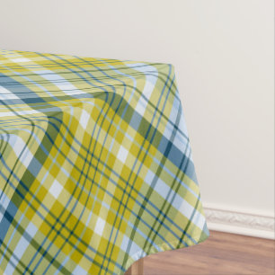 Toalha De Mesa Xadrez Amarela E Azul