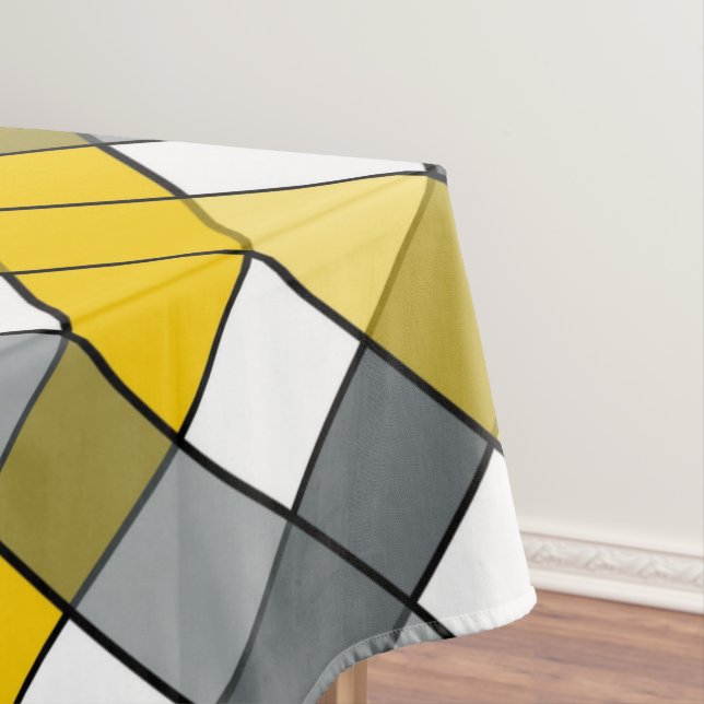 Toalha De Mesa Xadrez AMARELO E CINZA (Posição Original)