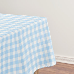 Toalha de Mesa Xadrez Azul Claro e Branco para Chá