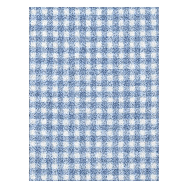 Toalha De Mesa Xadrez Azul e Branco Clássico (Frente)