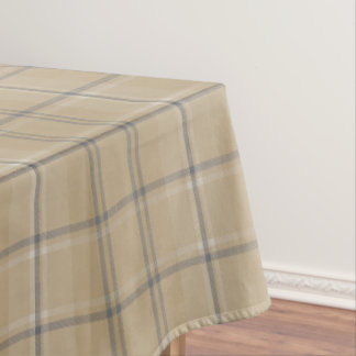 Toalha De Mesa Xadrez Bege Neutro em Quadros Escoceses
