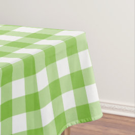 Toalha de mesa xadrez branca e verde